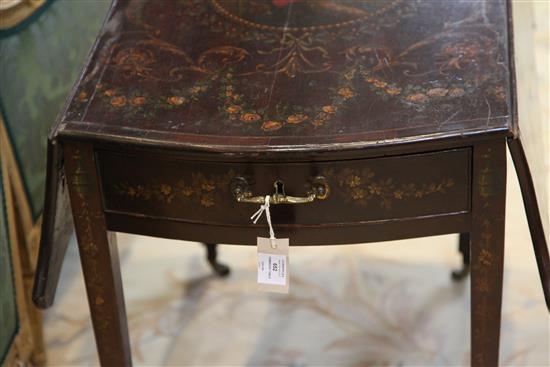 A George III painted mahogany butterfly wing Pembroke table, extended W.3ft 7in.